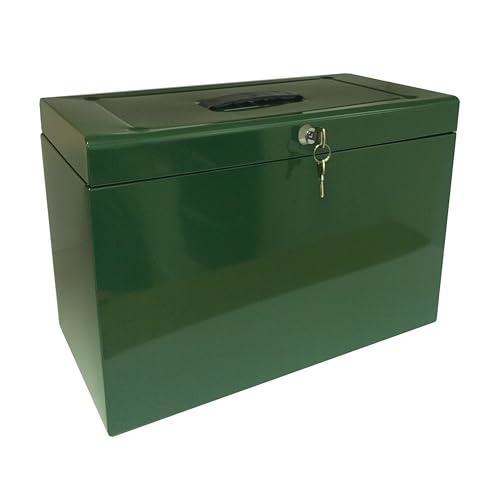 Cathedral Products A4+ (Foolscap) Stahl-Aktenbox mit Starter-Pack mit 5 Hängemappen, British Racing Green von Cathedral