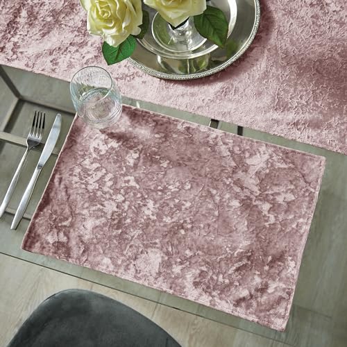 Catherine Lansfield Tischset aus Pannesamt, 30 x 46 cm, 1 Paar, Blush Pink von Catherine Lansfield