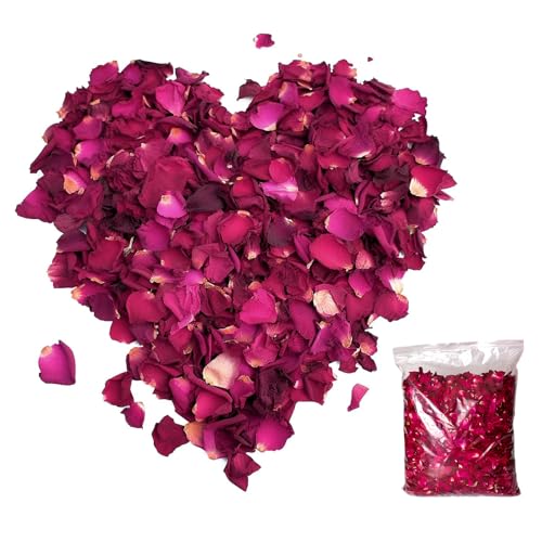 100g Rosenblüten Getrocknet Deko, Blütenkonfetti, Biologisch Abbaubare Blüten Konfetti, Streublumen Hochzeit, Natürliche Getrocknete Rosenblätter für Fußbad Körperbad Spa (100, Gramm) von Catime