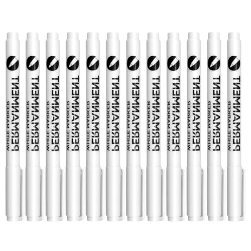 12 Stück Acrylstifte Marker Stifte Weiß, 1-2mm Fine Tip Permanent Marker Wasserfest Stifte, Schnell Trocknender Acryl Weißlackstifte für Steine, Keramik Holz Papier Glas Stoff Metall Leinwand von Catime