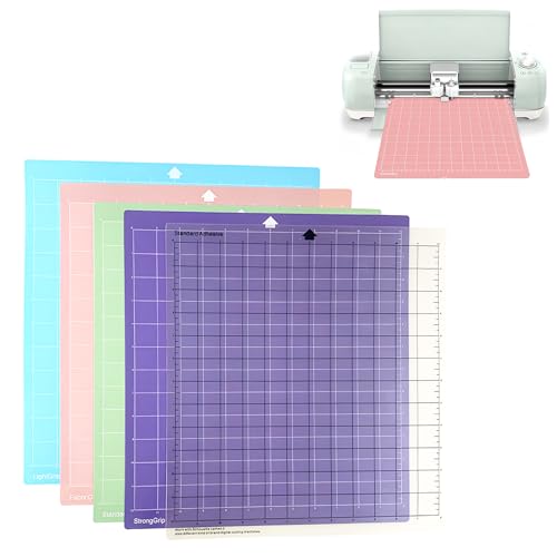 5 Stück Klare Bastelunterlage, Schneidematte 12x12 Zoll, Ersatz Rutschfeste Schnittmatte, Schnittmatte Gerasterte Klebrig, StandardGriff, Lichtgriff, Starker Griff, Matte Plotter Schneidunterlage von Catime