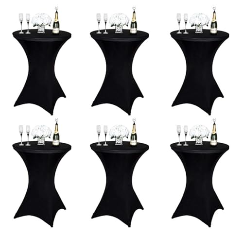 Catoco Tischdecke 6 Pack Tischtuch Table Cloth Tischdecke Outdoor für runde Tische 31.5x43.3“ runde Highboy Cocktail Tischdecken für Party Hochzeit Geburtstag Schwarz von Catoco