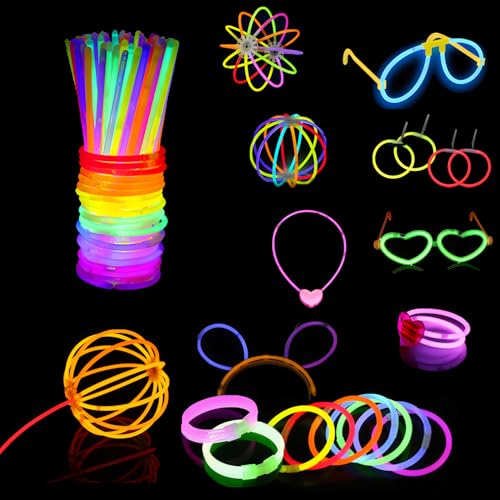 Catrhood Knicklichter Party Set,100 Stück Neon Leuchtstäbe mit Verbinder Neon und 20 Stück Glow Sticks Party Zubehör,Handeln als Deko Geburtstag und Party Hochzeit Festival Gadgets von Catrhood