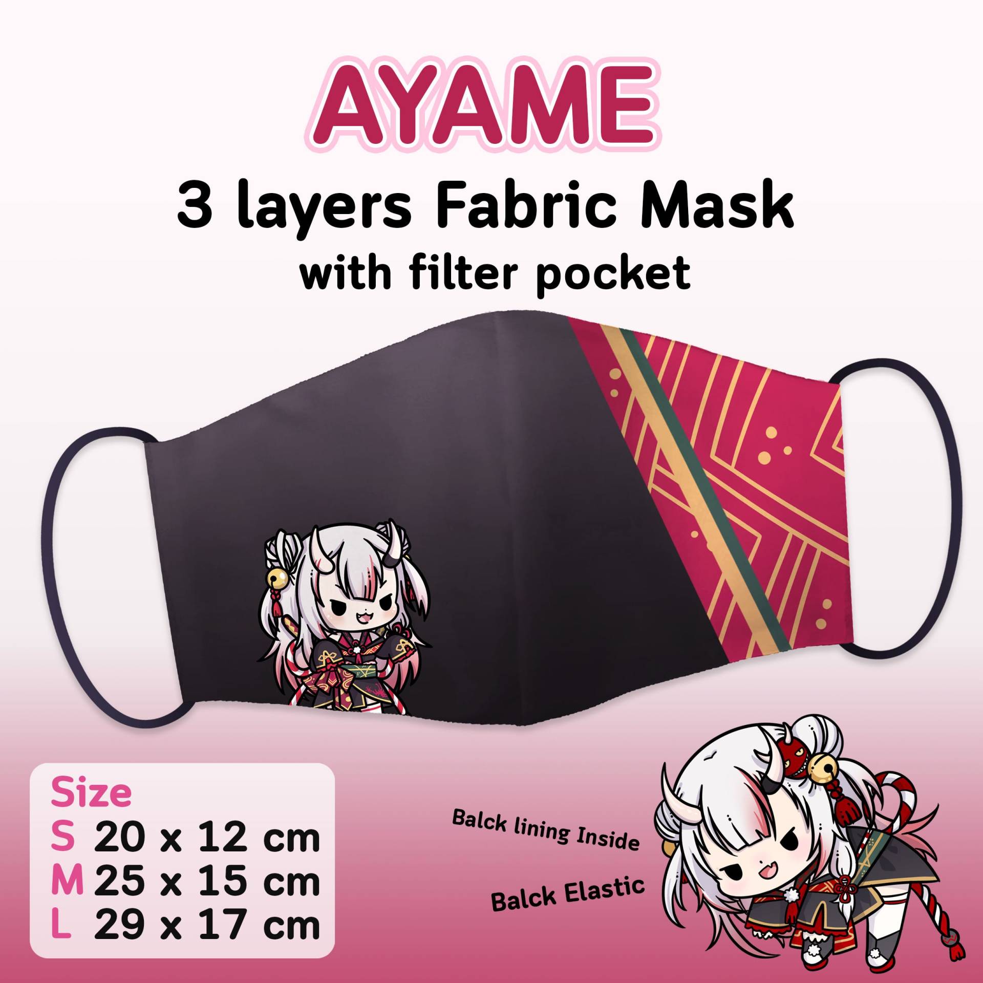 Ayame Stoffmaske/Hololive Jp Gesichtsmaske Nakiri von CatseyeArtsShop