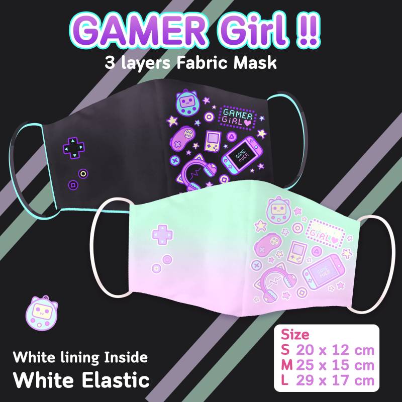 Gamer Girl Gesichtsmaske/Süße Stoffmaske Im Kawaii-Stil Harajuku-Stil Maske von CatseyeArtsShop