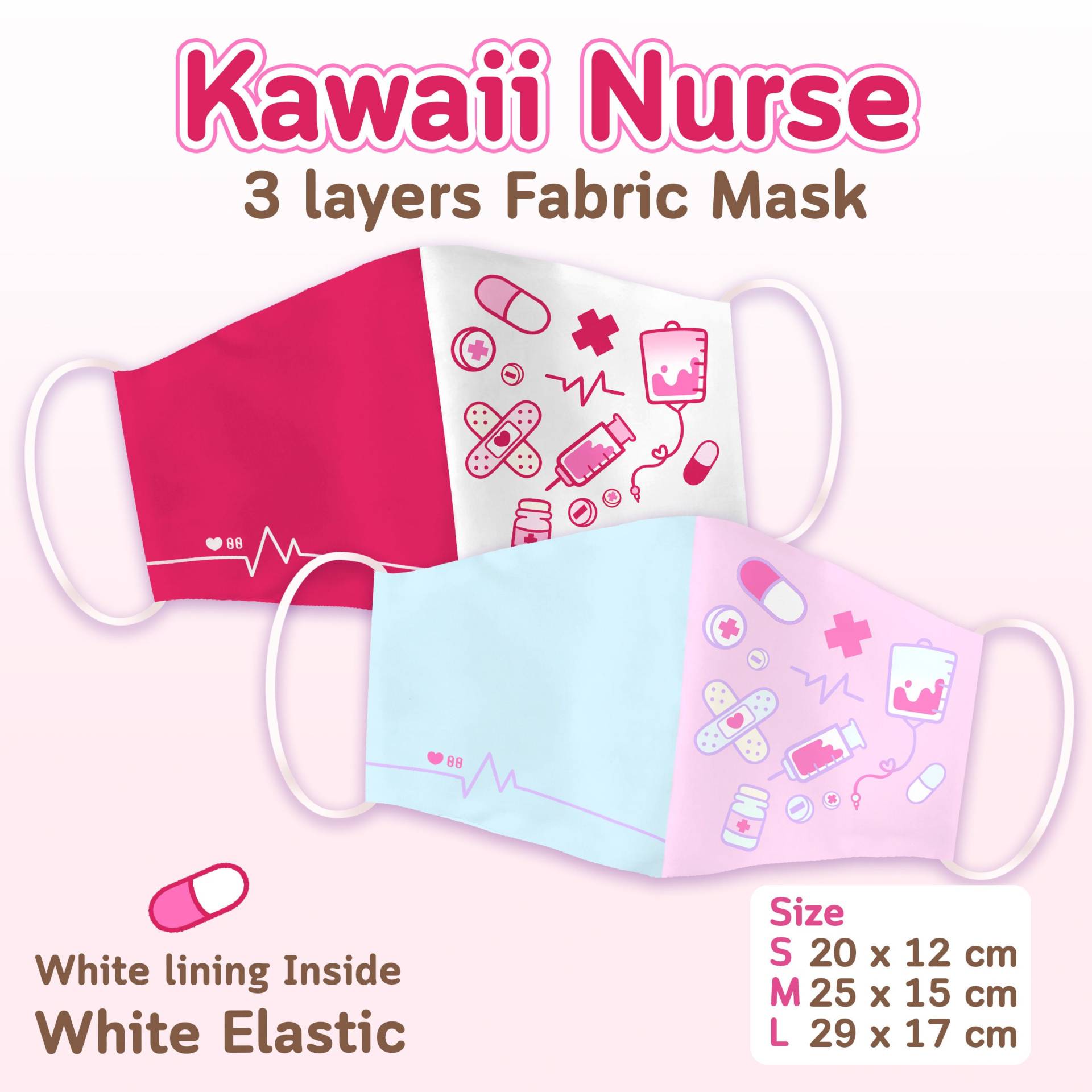 Niedliche Krankenschwester Gesichtsmaske/Süße Stoffmaske Im Kawaii Stil Harajuku Maske von CatseyeArtsShop