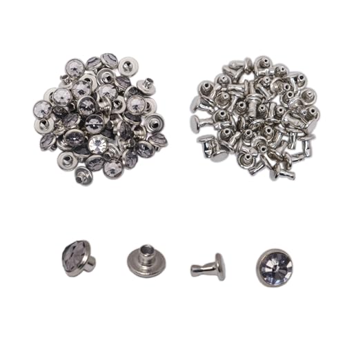 50 Ziernieten aus Strass für Handwerk und Heimwerker, 8 mm, 100% Made in Italy (Grau) von Cattaneo Accessori Metallici