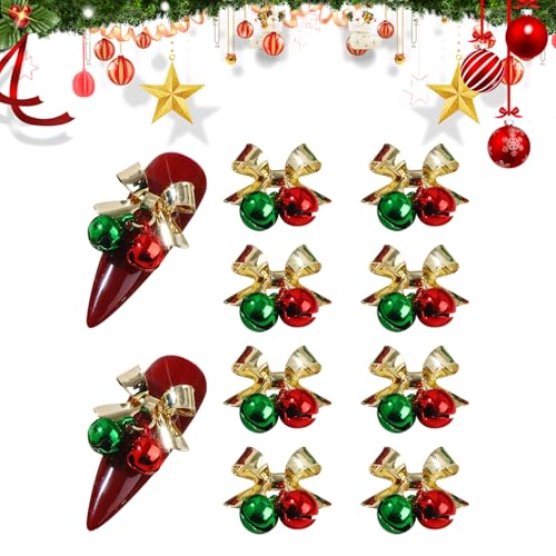 10 Stück Weihnachten Nagel Charms Christmas Bow Nail Charms 3D Weihnachten Metal Nail Art Dekoration Xmas Nagel Charms Kit für DIY Maniküre Nagelkunst Salon Dekoration von CavspkArt