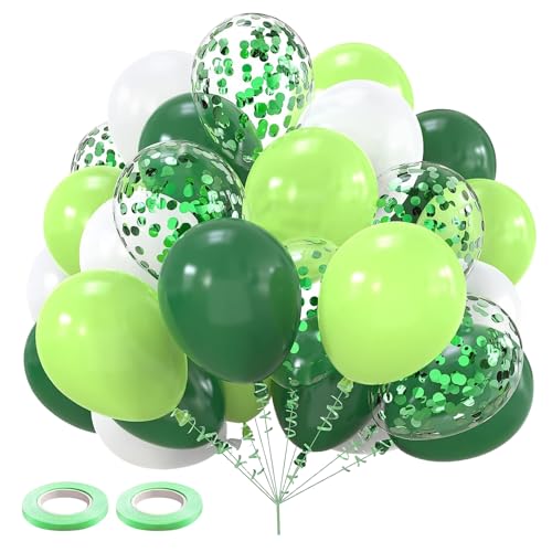 30 Stück Grün weiß Luftballon Set, 12 Zoll Grüne Konfetti Luftballons, Grün Latex Luftballons mit Band für Jungen Mädchen Erwachsene Geburtstag, Hochzeit, Baby-Showers, Jahrestag von CavspkArt
