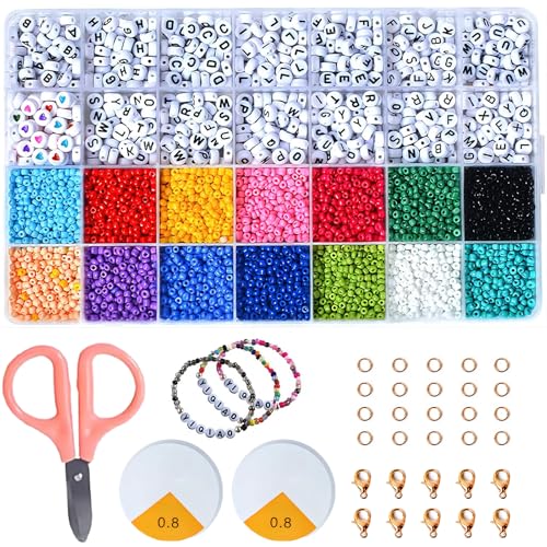 4690 Stück Buchstabenperlen Set Acryl Letter Beads zum Armbänder Alphabet Perlen Schmuck Basteln Buchstabenperlen zum Armbänder Making Kits für DIY Schmuck Basteln von CavspkArt