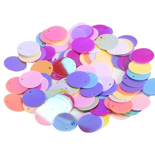 50g Holografische Große Runde PVC Pailletten mit Loch Basteln Pailletten Zum Nähen Pailletten Regenbogen Cup Pailletten für Schmuck DIY Kunsthandwerk Verzierung Edelsteine Applikationen (15mm) von CavspkArt