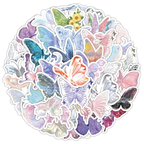 60 Pcs Schmetterling aufkleber, Scrapbooking Sticker Set Schmetterling Wasserdicht Vinyl Stickers für Wasserflasche, Scrapbook, Laptop, Telefon, Tischplatten, Kühlschränke, Koffer von CavspkArt