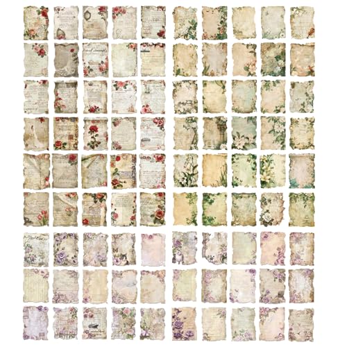 90 Blatt DIY Dekoratives Bastelpapier Retro Blumen Hintergrund Papier Blumen Scrapbooking Kartonpapier Scrapbooking Papierblock für Scrapbooking Fotoalbum Kunst Handwerk Design Geschenkkarte (90 von CavspkArt