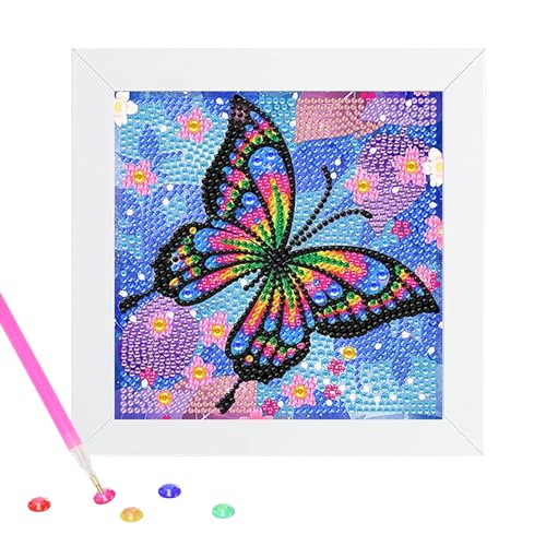 CavspkArt Diamond Painting Kinder,DIY Schmetterling Diamant Malerei Kinder mit Holzrahmen,Schmetterling Arts Craft Diamond Painting Kinder Set für Erwachsene,Kinder,Home Decor (B) von CavspkArt