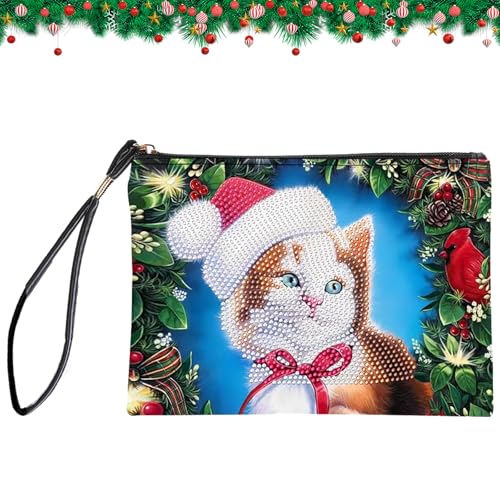 CavspkArt Weihnachten Diamant Malerei Kosmetiktasche Diamond Art Painting Weihnachten Hund Diamant Malerei Geldbörse 5D DIY Hund Diamant Painting Handtasche für Weihnachten Dekoration (B) von CavspkArt