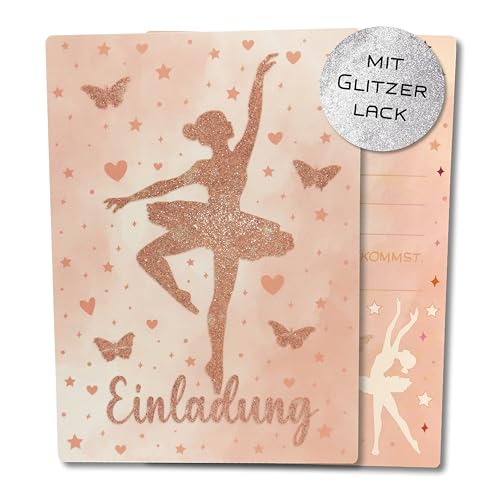 Caymar - Captured In Print 10x Glitzernde Ballerina Einladungskarten für Kindergeburtstag & Feiern – Perfekt für Mädchen & Jungen – mit Glitzerlack von Caymar - Captured In Print