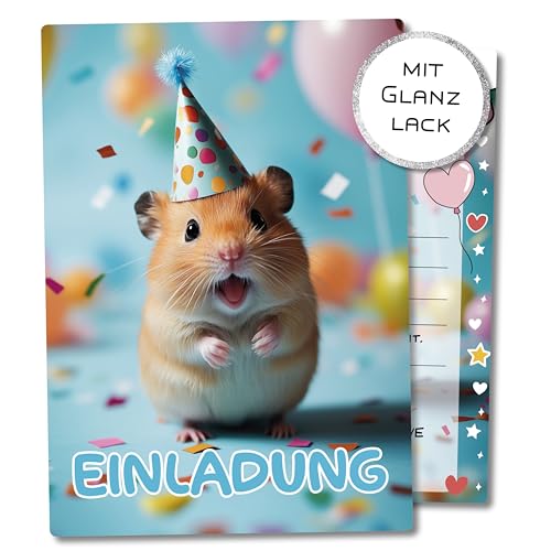 Caymar - Captured In Print Einladungskarten Hamster Geburtstag - 12x Einladungskarten Hamster für Ihre Feier - Die perfekte Einladungskarte für eine unvergessliche Feier! (Blau) von Caymar - Captured In Print