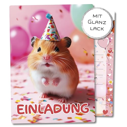 Caymar - Captured In Print Einladungskarten Hamster Geburtstag - 12x Einladungskarten Hamster für Ihre Feier - Die perfekte Einladungskarte für eine unvergessliche Feier! (Rosa) von Caymar - Captured In Print