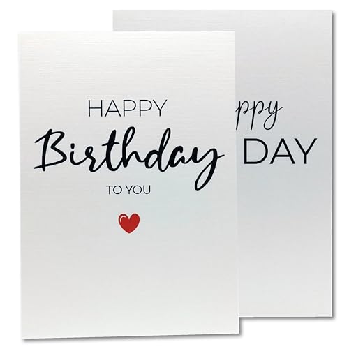 Geburtstagskarte HAPPY BIRTHDAY mit rotem Herz (2 Motive) mit Umschlägen aus Kraftpapier - Premium Set Klappkarten Leinenstruktur von Caymar - Captured In Print