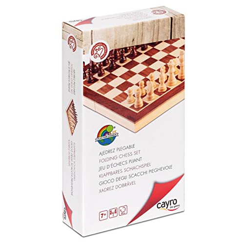 Cayro – Schach – ab 7 Jahren – Holzfiguren – ideales Lernbrettspiel für Kinder und Erwachsene – 30 x 30 cm großes Klappbrett zur Aufbewahrung der Chips von Cayro