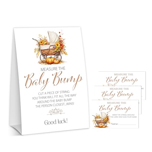 Cazhes D06 "Thanksgiving Baby Shower Measure The Baby Bump", 1 selbststehendes Schild + 50 Tickets zum Verlieben, Geschlechtsoffenbarung, Baby-Ankündigung, Partyzubehör von Cazhes