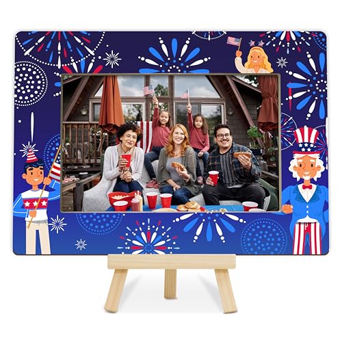 Cazhes J02 Bilderrahmen zum 4. Juli, patriotischer Holz-Bilderrahmen mit Staffelei, Unabhängigkeitstag-Dekoration für Zuhause, Büro, Tischdekoration, 10 x 15 cm Cazhes J02 Bilderrahmen zum 4. Juli, patriotischer Holz-Bilderrahmen mit Staffelei, Unabhängigkeitstag-Dekoration für Zuhause, Büro, Tischdekoration, 10 x 15 cm von Cazhes