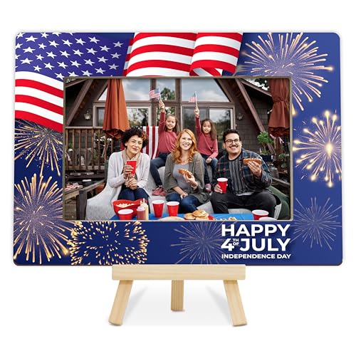Cazhes J10 Bilderrahmen mit amerikanischer Flagge, patriotischer Unabhängigkeitstag, 10 x 15 cm, mit Staffelei, Dekoration für Zuhause, Büro, Tischdisplay Cazhes J10 Bilderrahmen mit amerikanischer Flagge, patriotischer Unabhängigkeitstag, 10 x 15 cm, mit Staffelei, Dekoration für Zuhause, Büro, Tischdisplay von Cazhes