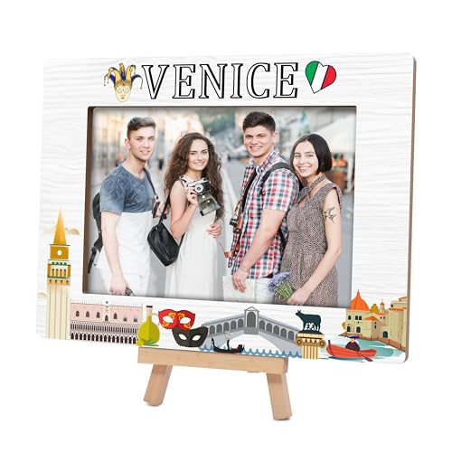 Venedig Reise-Bilderrahmen, 10,2 x 15,2 cm, Hochzeitsgeschenk, Holz-Bilderrahmen mit Staffelei, Ständer für Freunde, Paare, Zuhause, Büro, Schreibtisch, Tischdekoration (A16) von Cazhes