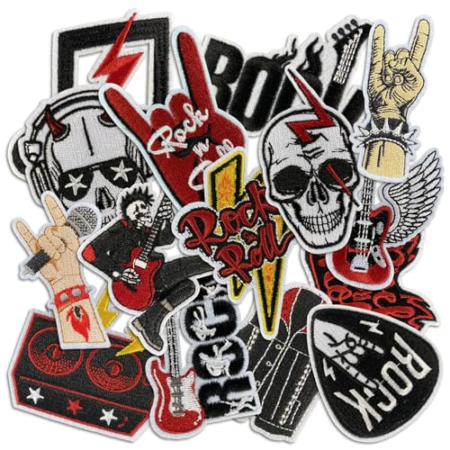 Dark Embroidered Applique Iron On Patches for Backpacks, Rock Band Patches for Jackets, Cool Sew Patch for Clothing, Jeans, Hats, DIY Accessories (Dark10 15Pcs) von Cazzon