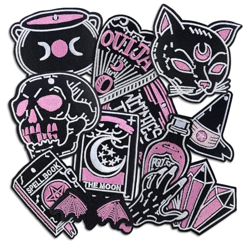 Dark Embroidered Applique Iron On Patches for Backpacks, Rock Band Patches for Jackets, Cool Sew Patch for Clothing, Jeans, Hats, DIY Accessories (Dark11 12Pcs) von Cazzon