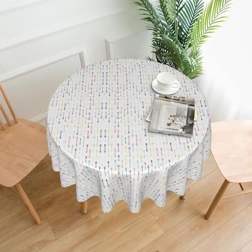 Cbaaghh Bunte, handgezeichnete Kunst mit Boho-Stil, Pfeilsprint-Tischdecke, runde Tischdecke, geeignet für Partys, Picknicks, Hochzeiten, Cafés, Restaurants von Cbaaghh