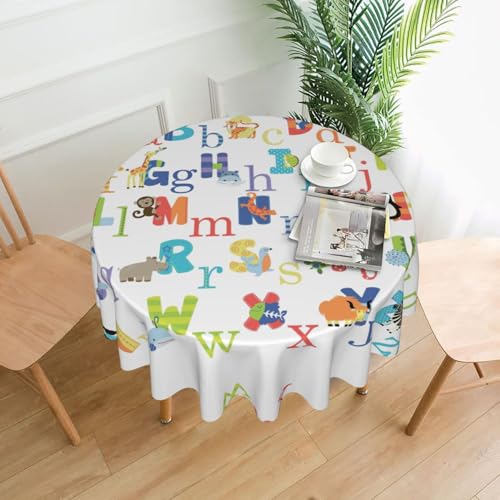 Cbaaghh Bunte Tier-Tischdecke, runde Tischdecke, geeignet für Partys, Picknicks, Hochzeiten, Cafés, Restaurants von Cbaaghh