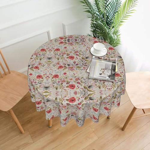 Cbaaghh Runde Tischdecke mit Blumenblatt-Motiv, geeignet für Partys, Picknicks, Hochzeiten, Cafés und Restaurants von Cbaaghh