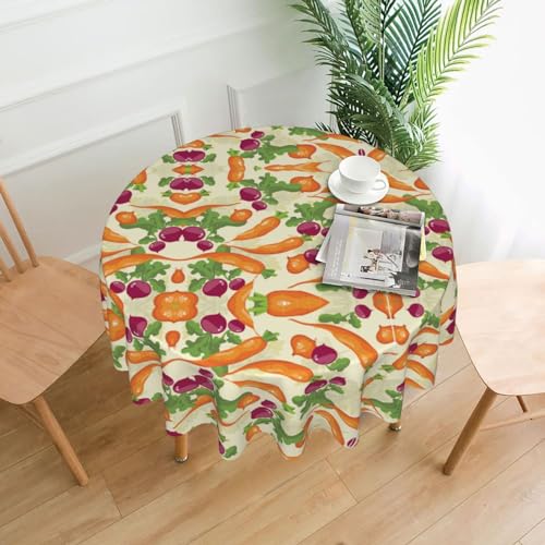 Cbaaghh Tischdecke mit Cartoon-Gemüsedruck, runde Tischdecke, geeignet für Partys, Picknicks, Hochzeiten, Cafés und Restaurants von Cbaaghh