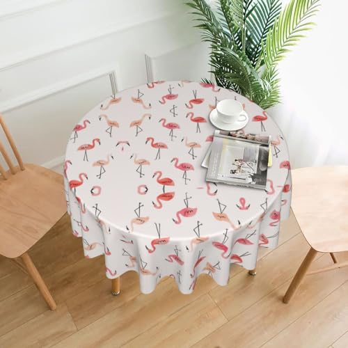 Cbaaghh Tischdecke mit Flamingo-Druck, rund, geeignet für Partys, Picknicks, Hochzeiten, Cafés, Restaurants von Cbaaghh