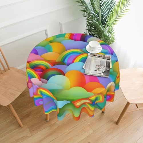 Cbaaghh Tischdecke mit Regenbogen-Herzmuster, runde Tischdecke, geeignet für Partys, Picknicks, Hochzeiten, Cafés, Restaurants von Cbaaghh