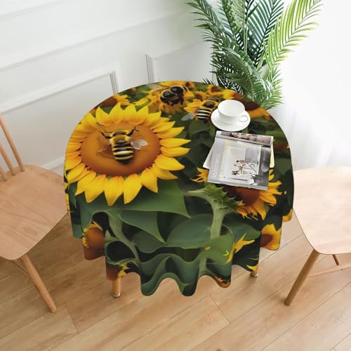 Cbaaghh Tischdecke mit Sonnenblumen-Motiv, rund, geeignet für Partys, Picknicks, Hochzeiten, Cafés, Restaurants von Cbaaghh