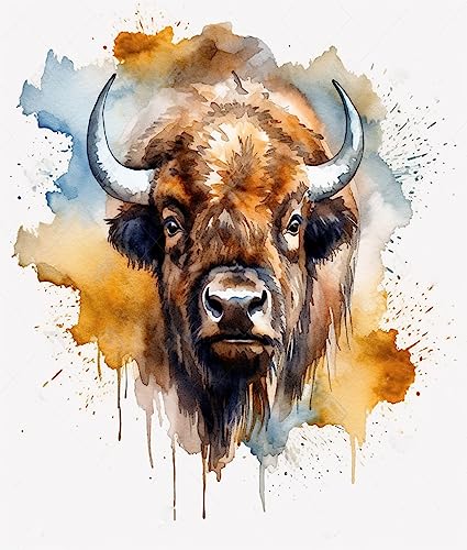 Ccfqiangtie DIY Malen Nach Zahlen Kits,Aquarell Tier Bison,Malen nach Zahlen Kits Leinwand Gemälde für Erwachsene und Kinder,Geschenk for Home Haus Deko,40x50cm von Ccfqiangtie