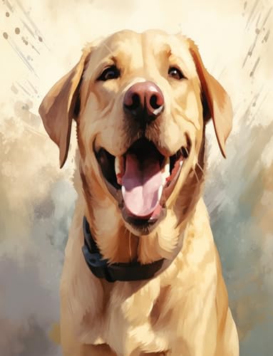 Ccqiangtie-stroe DIY Ölmalerei Bastelset für Anfänger und Kinder,Glücklicher Labrador Retriever,Malen nach Zahlen Erwachsene,Geschenke und Home Haus Deko,40x50cm von Ccqiangtie-stroe