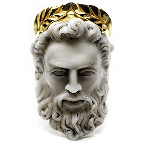 Vintage Skulptur Ring, Mythologie Medusa Zeus Ring Vintage Skulptur Queen Ring Geschenke Frauen und Männer, übertriebener alter Mann Form Ring 7 Größen von CeFoney