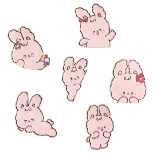 6 PCs Cartoon Kaninchen Eisen Auf Flecken Applique Patches Tierreparaturflecken Stickflächen Für Die Kleidung Dekoration 6 PCs Cartoon Kaninchen Eisen Auf Flecken Applique Patches Tierreparaturflecken Stickflächen Für Die Kleidung Dekoration von CeaBulo