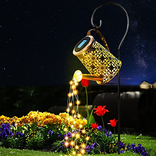 Ceboic Solar Gießkanne mit Lichterkette, Außen Solar LED Licht Gießkannenlicht Lichter Wasserdicht Duschlicht Star Shower Garten Leuchten, Gartendeko Lichterkette für Baum Rasen Yard(Mit Ständer) von Ceboic