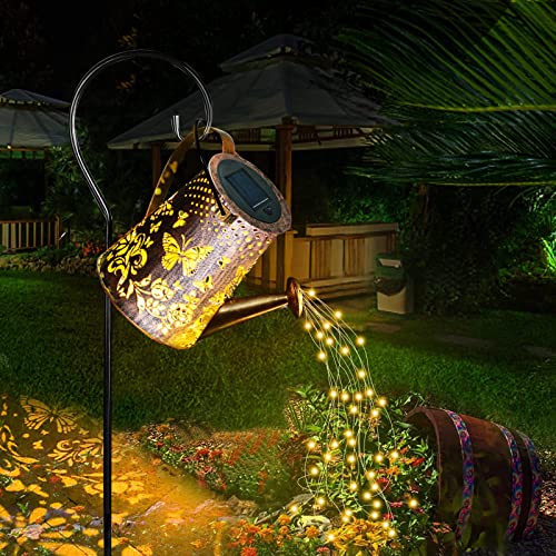 Ceboic Gießkanne Lichterkette, Solar Gießkanne Gartendeko Lichter Garten LED Art Licht Solarlampen Außen Wetterfest, Kunst Lampe Star Dusche Solarlaterne für Rasen Terrasse Hof Balkon (mit Ständer) von Ceboic