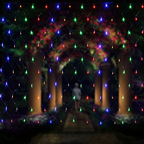 Cecaylie 200 LED Lichternetz, 2x2M LED Lichtervorhang, Lichterkette Netzlicht mit 8 Modi und Speicherfunktion, Lichternetz Außen IP44 Wasserdichte Lichter Netz-Bunt von Cecaylie