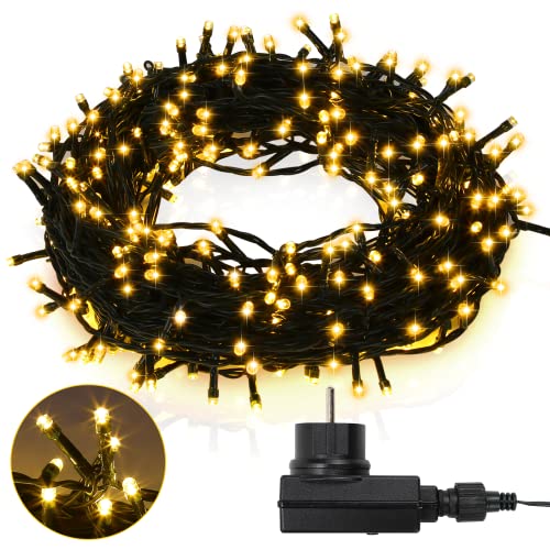 Cecaylie LED Lichterkette Außen, 20m 200LEDs mit 8 Leuchtmode, Speicherfunktion, IP44 lichterketten Deko Beleuchtung Weihnachtsbeleuchtung für Weihnachten Halloween Hochzeit,Warmweiß von Cecaylie