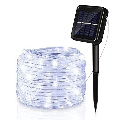 Cecaylie LED Lichterkette Solarbetrieben, 10m 100 Kaltweiß LEDs Solar Lichtschlauch, IP65 Wasserdicht 8 Modi LED Schlauch für Auße für Garten, Balkon, Hochzeit, Party Weihnachtsbeleuchtung von Cecaylie