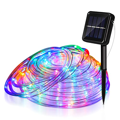 Cecaylie LED Lichterkette Solarbetrieben, 10m 100 LEDs Solar Lichtschlauch, IP65 Wasserdicht 8 Modi LED Schlauch für Auße für Garten, Balkon, Hochzeit, Party Weihnachtsbeleuchtung, Bunt von Cecaylie