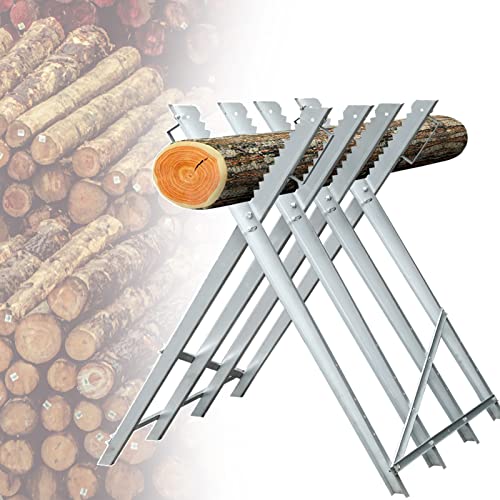 Cecaylie Sägebock für Kettensägen Sägegestell Metall Verzinkt Holzsägebock Klappbar Holzsägearbeiten 150kg Belastbarkeit 81x80x80cm Ständer von Cecaylie