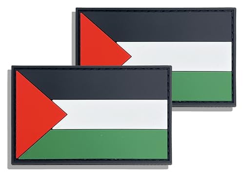 2 Stück PVC-Aufnäher mit Palästinenser-Flagge, mit Klettverschluss, für Rucksäcke, Jacken, Hüte, 5 x 7,6 cm. von Ceclflag