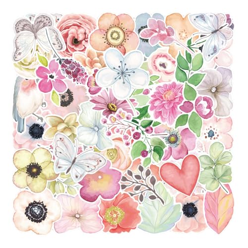 Ceihwa 100 Stück Aufkleber Blumen,Handy Sticker Blumen Selbstklebend,Sticker Aesthetic Flowers,Sticker Pflanzen Wasserfeste,Sticker Scrapbooking,Aufkleber Pflanzen Dekorative für Fotoalbum Laptop von Ceihwa